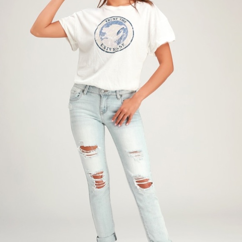 Free People White Graphic Tee